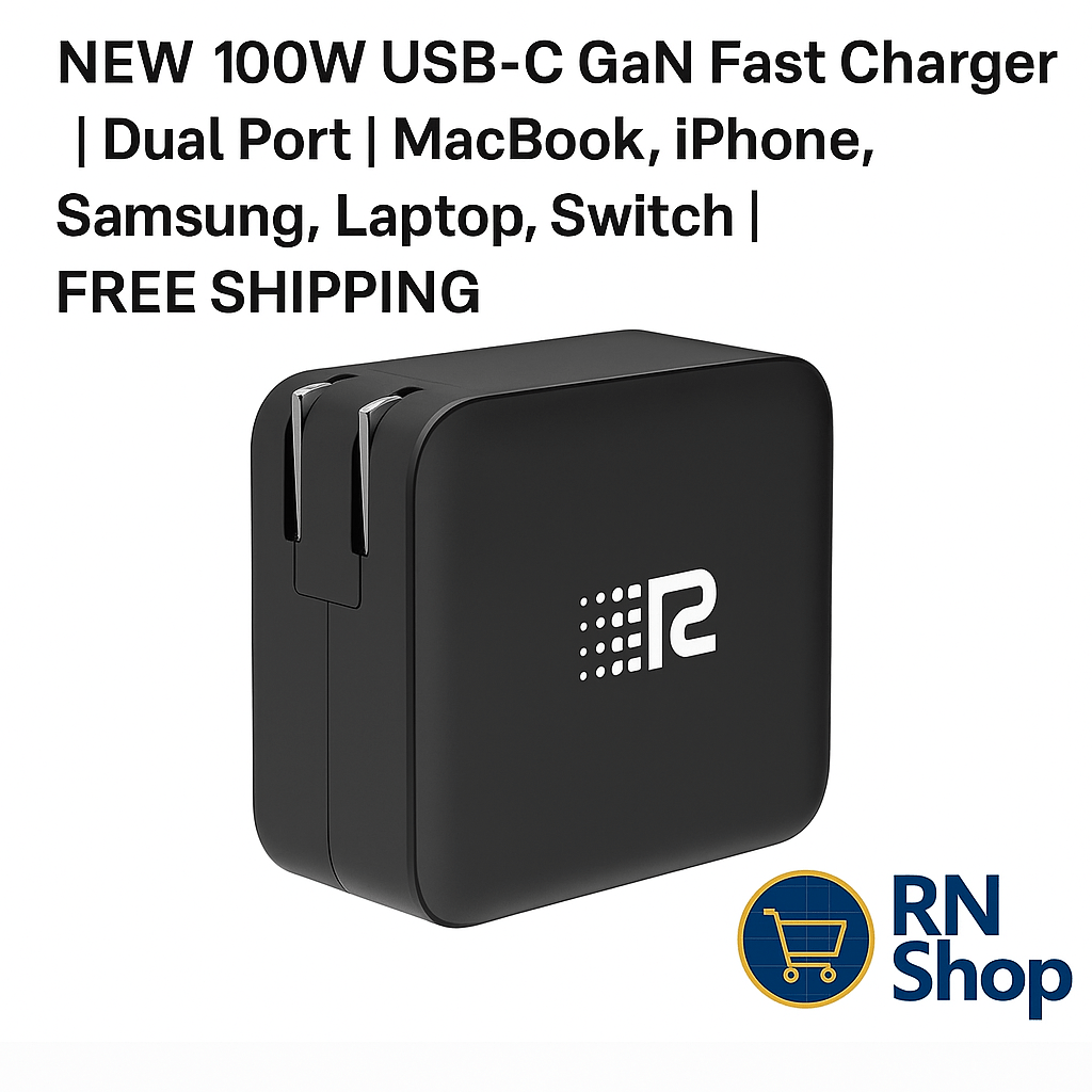 NEW 100W USB - C GaN Fast Charger Dual Port | MacBook iPhone Samsung Laptop Switch - RN Shop NEW 100W USB - C GaN Fast Charger Dual Port | MacBook iPhone Samsung Laptop SwitchRN ShopRN Shop 